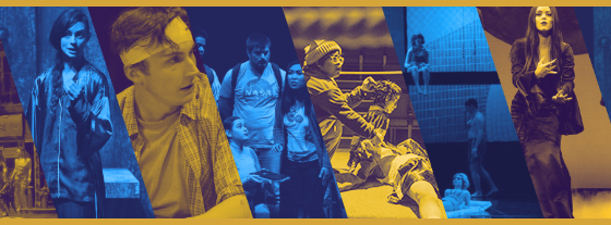 Collage of Theatre Arts stutdents on stage.