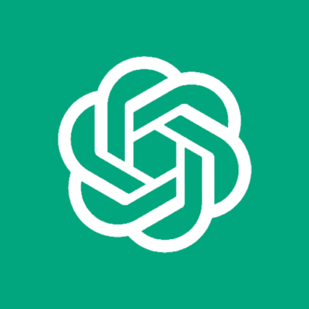 ChatGPT's logo in white with a mint green background. 
