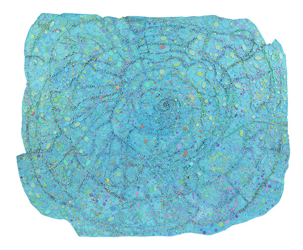 Howardena Pindell (1943–) Night Flight, 2015–2016 Mixed media on canvas 63 x 77 inches 160 x 195.6 cm Philip Holzer, Germany